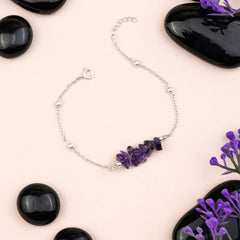 CalmCore Amethyst Bracelet | Pure Silver (चाँदी)