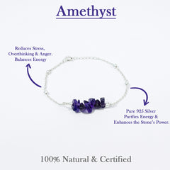 CalmCore Amethyst Bracelet | Pure Silver (चाँदी)