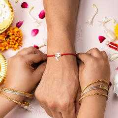 Handmade Pure 925 Silver Rakhi Gift Hamper | Handmade Rakhi with Roli Chawal, Chocolate & Scented Candle