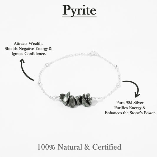 Vijeta Pyrite Power Bracelet | Pure Silver (चाँदी)