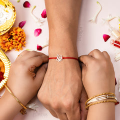 Handmade Pure 925 Silver Rakhi Gift Hamper | Handmade Rakhi with Roli Chawal, Chocolate & Scented Candle