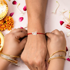 Handmade Pure 925 Silver Rakhi Gift Hamper | Handmade Rakhi with Roli Chawal, Chocolate & Scented Candle