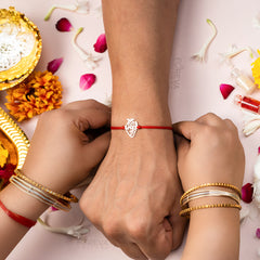 Handmade Pure 925 Silver Rakhi Gift Hamper | Handmade Rakhi with Roli Chawal, Chocolate & Scented Candle