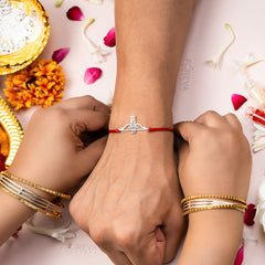 Handmade Pure 925 Silver Rakhi Gift Hamper | Handmade Rakhi with Roli Chawal, Chocolate & Scented Candle