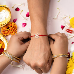 Handmade Pure 925 Silver Rakhi Gift Hamper | Handmade Rakhi with Roli Chawal, Chocolate & Scented Candle