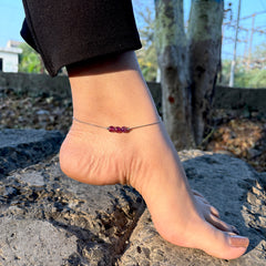 Elegance Amethyst Pure Silver Anklet with 12 Cute Cards