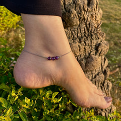 Elegance Amethyst Pure Silver Anklet with 12 Cute Cards