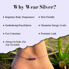 Elegance Amethyst Pure Silver Anklet with 12 Cute Cards