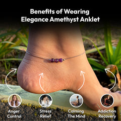 Elegance Amethyst Pure Silver Anklet with 12 Cute Cards