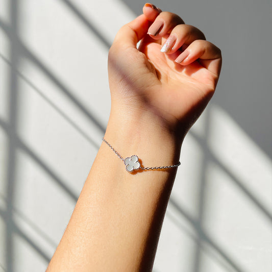 White clover bracelet 925 hallmark pure silver