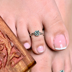 Knotika Toe Ring | Pure 925 Silver(Chandi) | Adjustable Fit