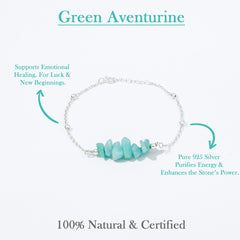 Aavaas Green Aventurine Healing Energy Bracelet | Pure Silver (चाँदी)