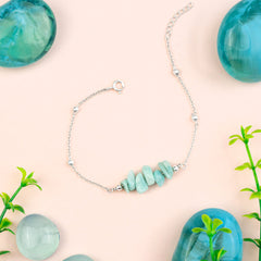 Aavaas Green Aventurine Healing Energy Bracelet | Pure Silver (चाँदी)