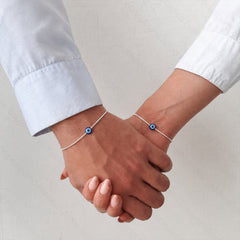 Amora Evil Eye Cute Couple Bracelet Set | Silver-Plated | Adjustable