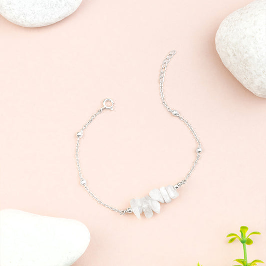 Saumya Moonstone Nurturing Bracelet | Pure Silver (चाँदी)