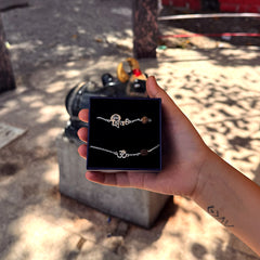 Shivom Natural Rudraksha Bracelet Set | Silver Plated