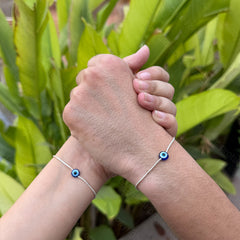 Amora Evil Eye Cute Couple Bracelet Set | Silver-Plated | Adjustable