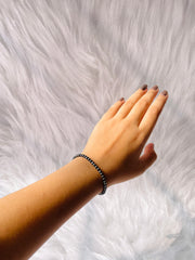 Black Beaded Bracelet 925 Silver