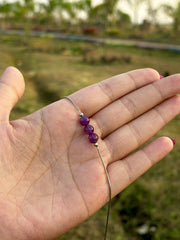 Elegance Amethyst: Pure Silver (चाँदी) Anklet for Calm, Balance, and Stress Relief