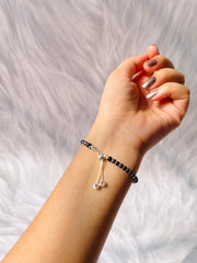 Black Beaded Bracelet 925 Silver
