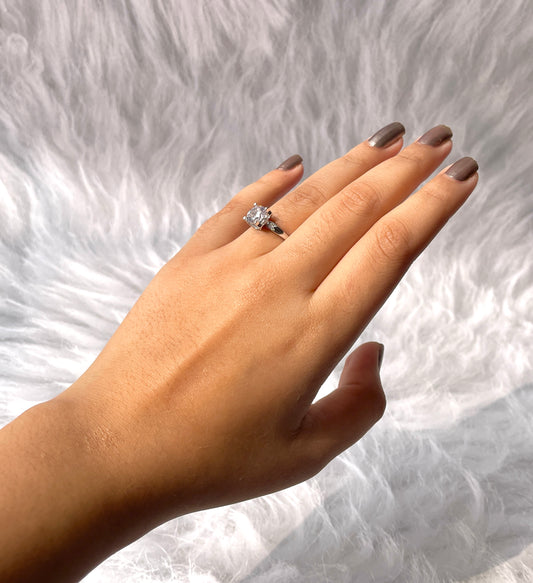 925 Silver Adjustable Solitaire Ring
